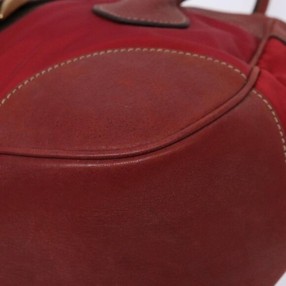 PRADA Shoulder Bag Leather Nylon Red Gold Auth 138849 - Picture 5 of 16